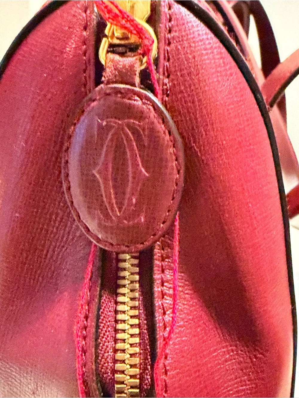 Must de Cartier Bordeaux Leather Bag Vintage Tote Authentic with Dust Bag & COA